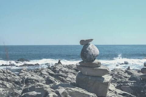 sturdy stack of rocks on beach